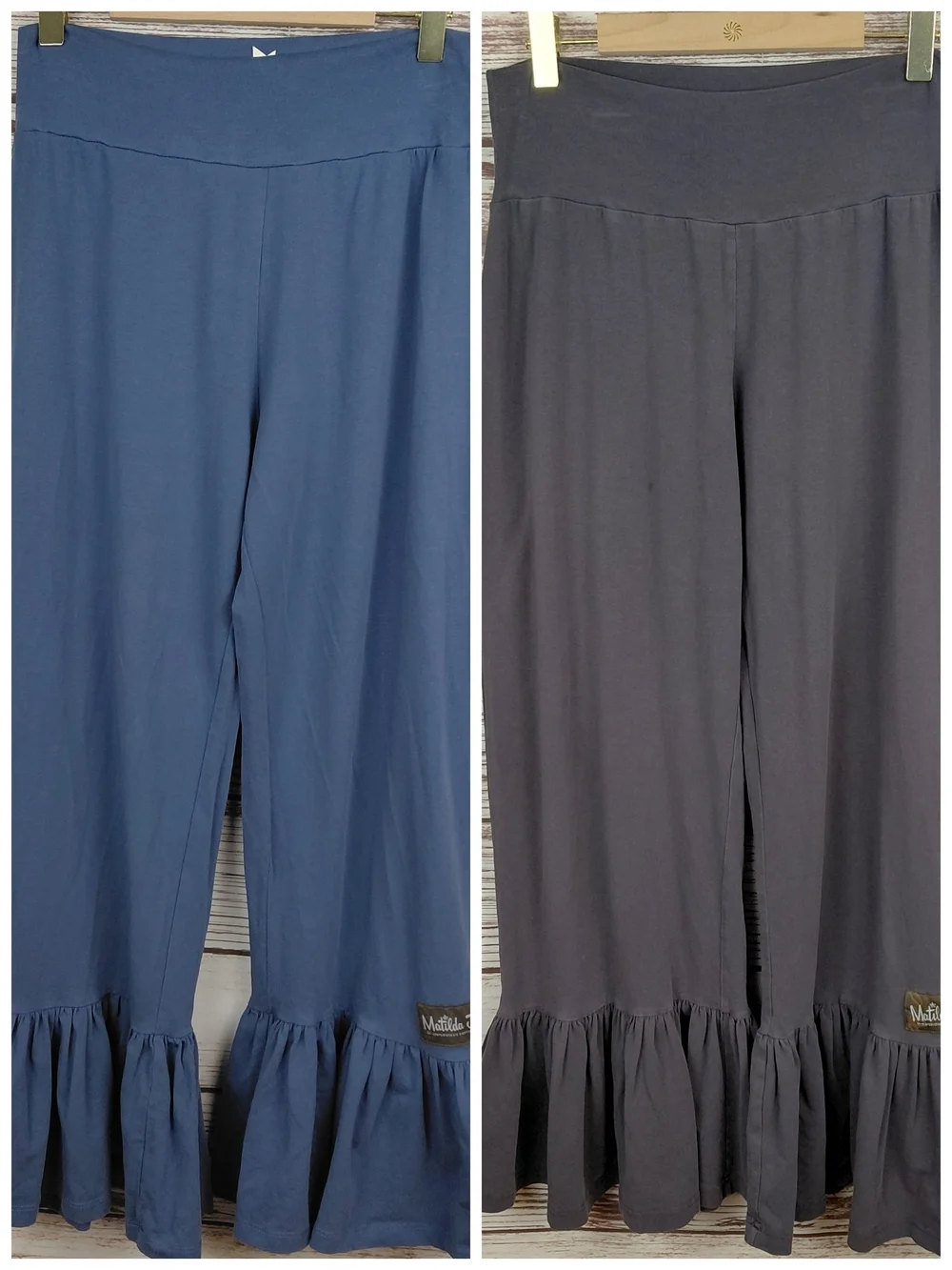 Lot of Two Matilda Jane Size Womens Medium Blue & Gray Cropped Ruffle Pants